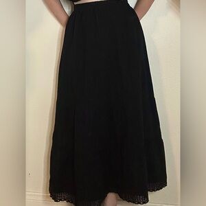 Black maxi skirt with lace detailing